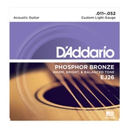 Daddario   EJ26  Custom Light .011-.052 Phosphor Bronze Guitar Strings