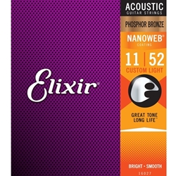 Elixir   16027  Acoustic Phosphor Bronze, Nanoweb Custom Light