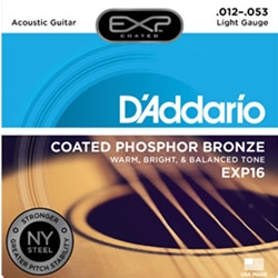Daddario   EXP16  Coated Phosphor Bronze Acoustic Guitar, Light, 12-53